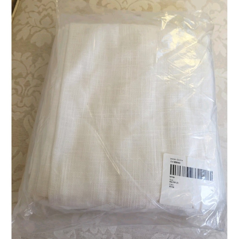Quince 100% Cotton Sheer Curtains Set of 2 48" X 108" White NEW! Open Box $109 - Picture 3 of 8